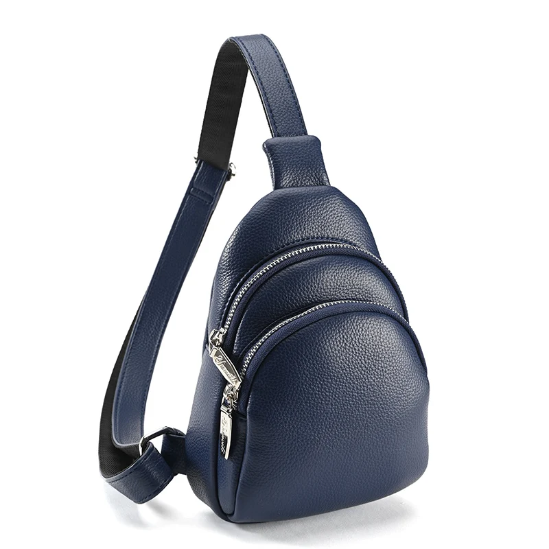 Women PU Leather  Bags Crossbody Purse Fashion Black PU Leather Sling Backpack Chest Bag