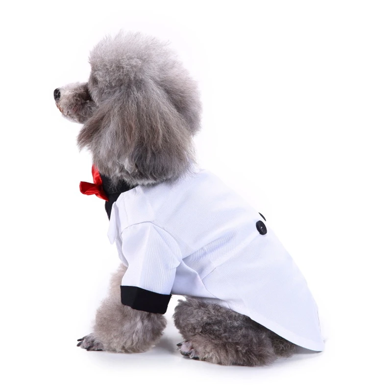 Gentleman Suit Wedding Dog Shirt Formal Stylish Pet Bow Tie Costume High-end Striped Tuxedo