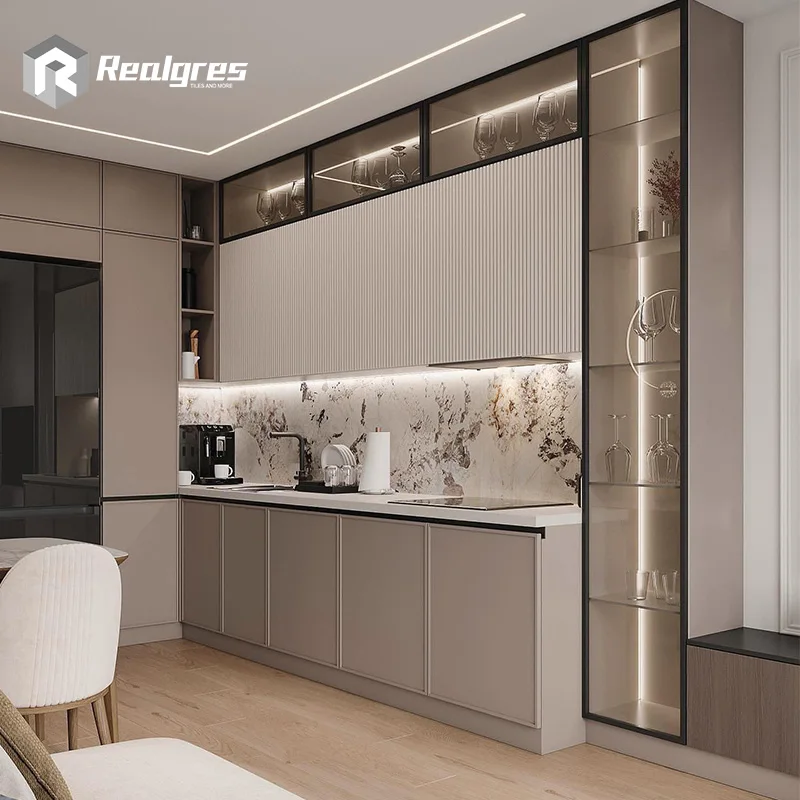 Customized Open cabinet modern simple light luxury open kitchen cabinet whole house customization