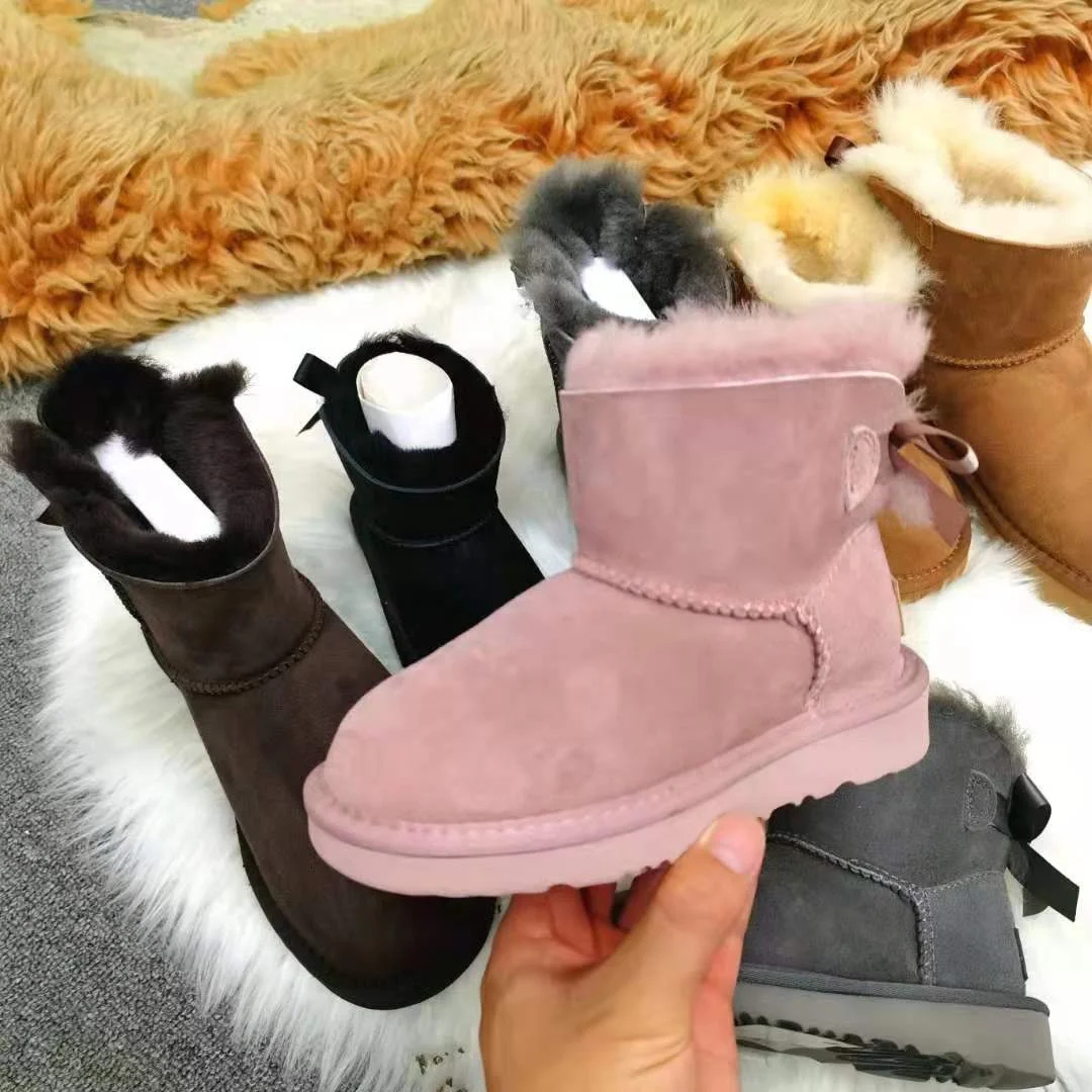 2021 новый дизайн, Пользовательский логотип, Детские австралийские сапоги из овчины, зимняя обувь для девочек, оптовая продажа детской обуви с одним бантом
