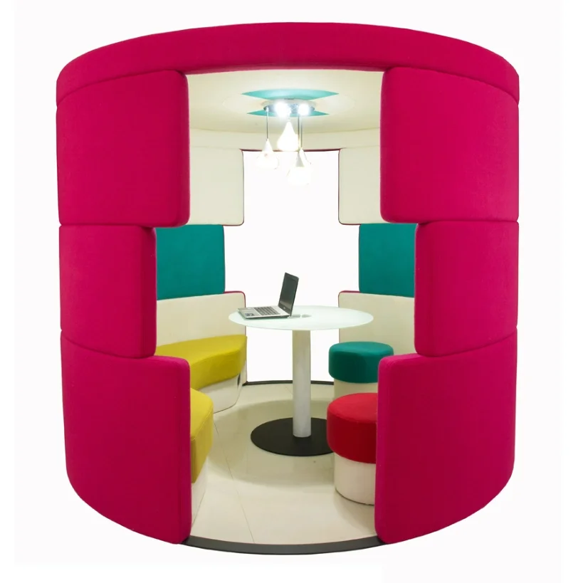 Lounge Fabric Round Meeting Room Reception Booth Sofa Office Pod