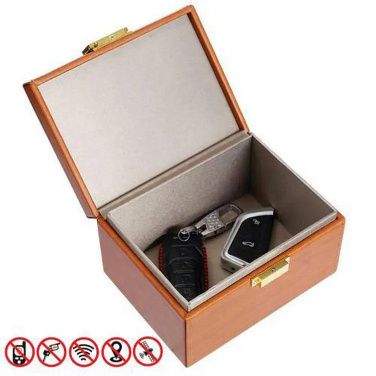 Custom Faraday Box Rfid Car Key Signal Blocker PU Leather Waterproof Shielding Case for Cell Phone Luxury Signal Blocking Box