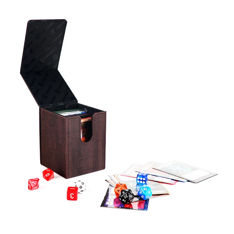 Pu Leather Board Game Accessories Products Storage Flip Deck Box Leather Card Square Stamping Collecting Card Accept CN;GUA