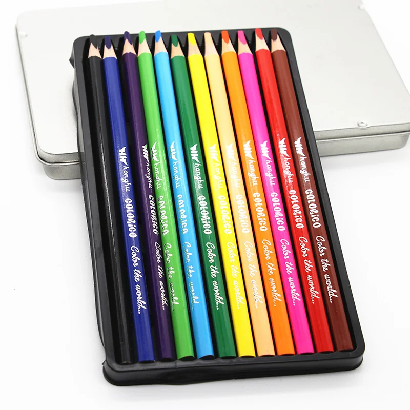 kids Colorpencil  Colour Pencil set case shcool pencil  4.0mm HIGH QUALITY Lead  Iron Metal Box  Packing