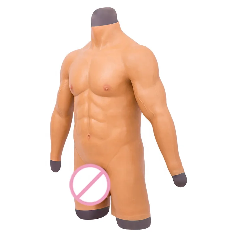 Artificial Chest Muscle Belly Macho Soft Silicone Man Can stretching 150% wearable dildo silicone dildos penis  for women