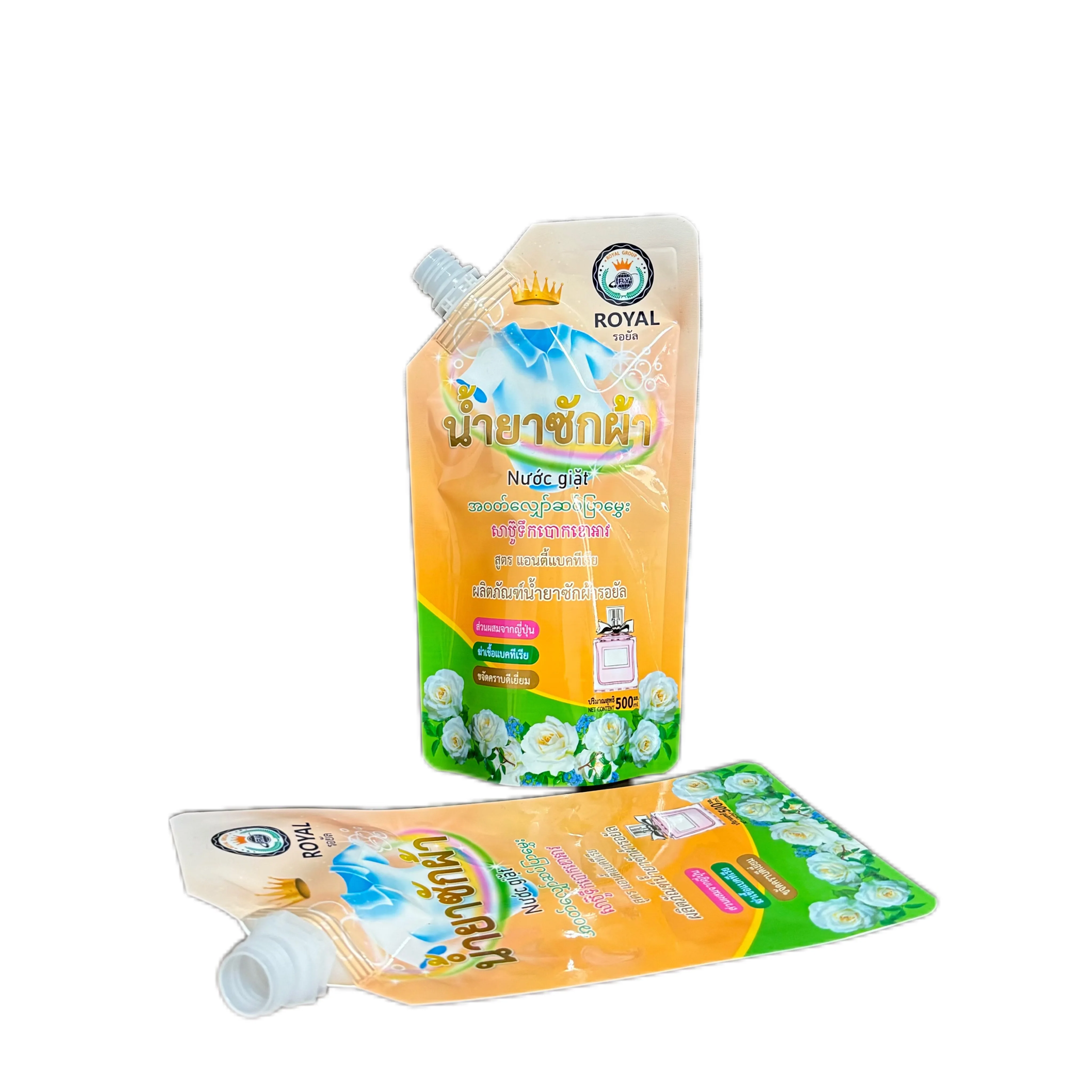 Laundry Detergent Bags Custom Softener Portable Liquid Stand up Slanted Nozzle Laminated Bag 500g2kg5kg