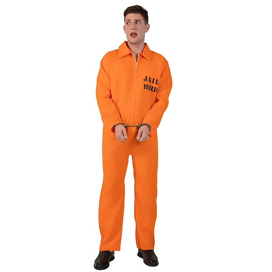 Orange Inmate Cosplay Jumpsuit Halloween Party Costume Uniform Set for Male and Female Couples Anime Style party novelties