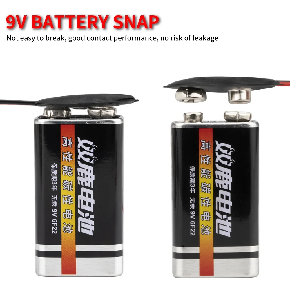Heavy Duty Black I-Type 9-Volt  Battery Connector Clip PVC Soft Shell Battery Snap Plastic Connector For 9V Battery  With Wire