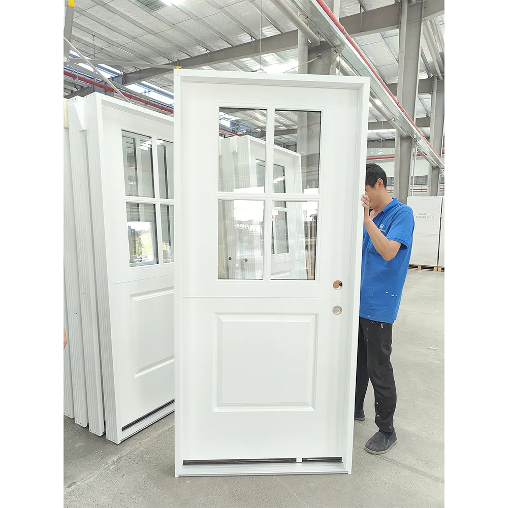 American Hot Selling Modern Design 4 Lite Top 2 Panel Smooth Finished Dutch Door Exterior Doors for Houses