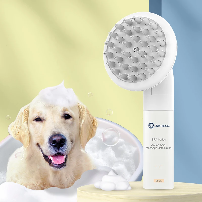 Pet Shower Brush Silicone Pet Bath Brush Shampoo Dispenser Cat Dog Hair Brush with Soap Dispenser