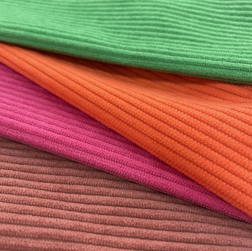 Professional Striped Knitted Plush Fabric Dress Making Luxury Soft Plush Velvet Fabric For Sale