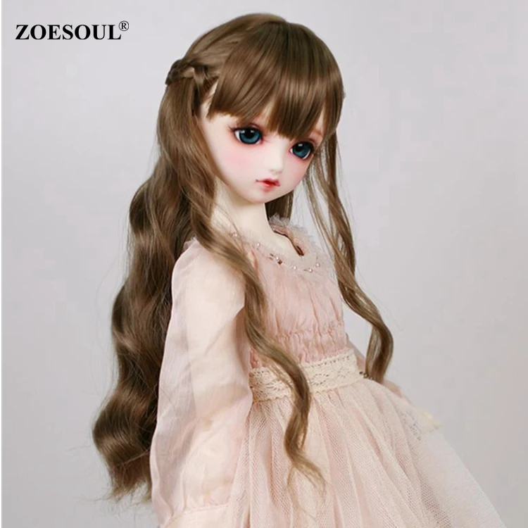 Premium High Temperature Fiber Pretty Girl Gold Curly Hair Wig for BJD Doll