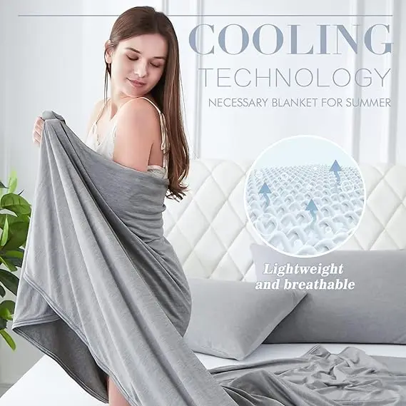 Breathable Allergenic Absorbs Heat One Side Cool Feeling One Side Warm Feeling Summer Cooling Blanket for Hot sleeper