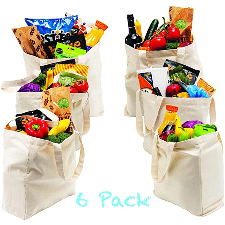 Manufacturer cheap custom printed reusable  cotton produce plain grocery  packaging reusable tote bag canvas 100% cotton