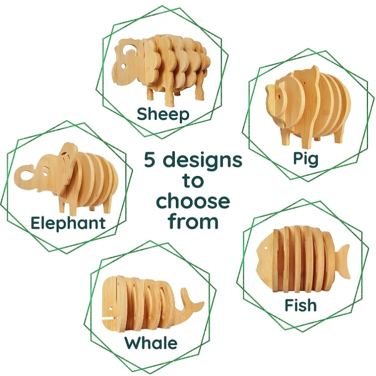 Kitchen Bamboo Hot Pads Trivet Natural Bamboo Trivet Mat Set for Hot Dishes Pot Bowl Teapot