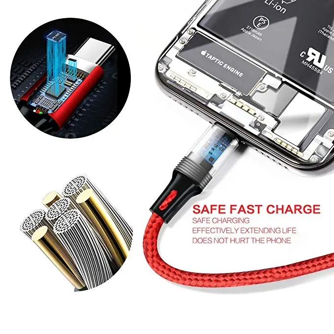 
Multi 3 in 1 fast charge cable Nylon Braided type c cable fast charging Multiple 1.2M usb phone charger cables 