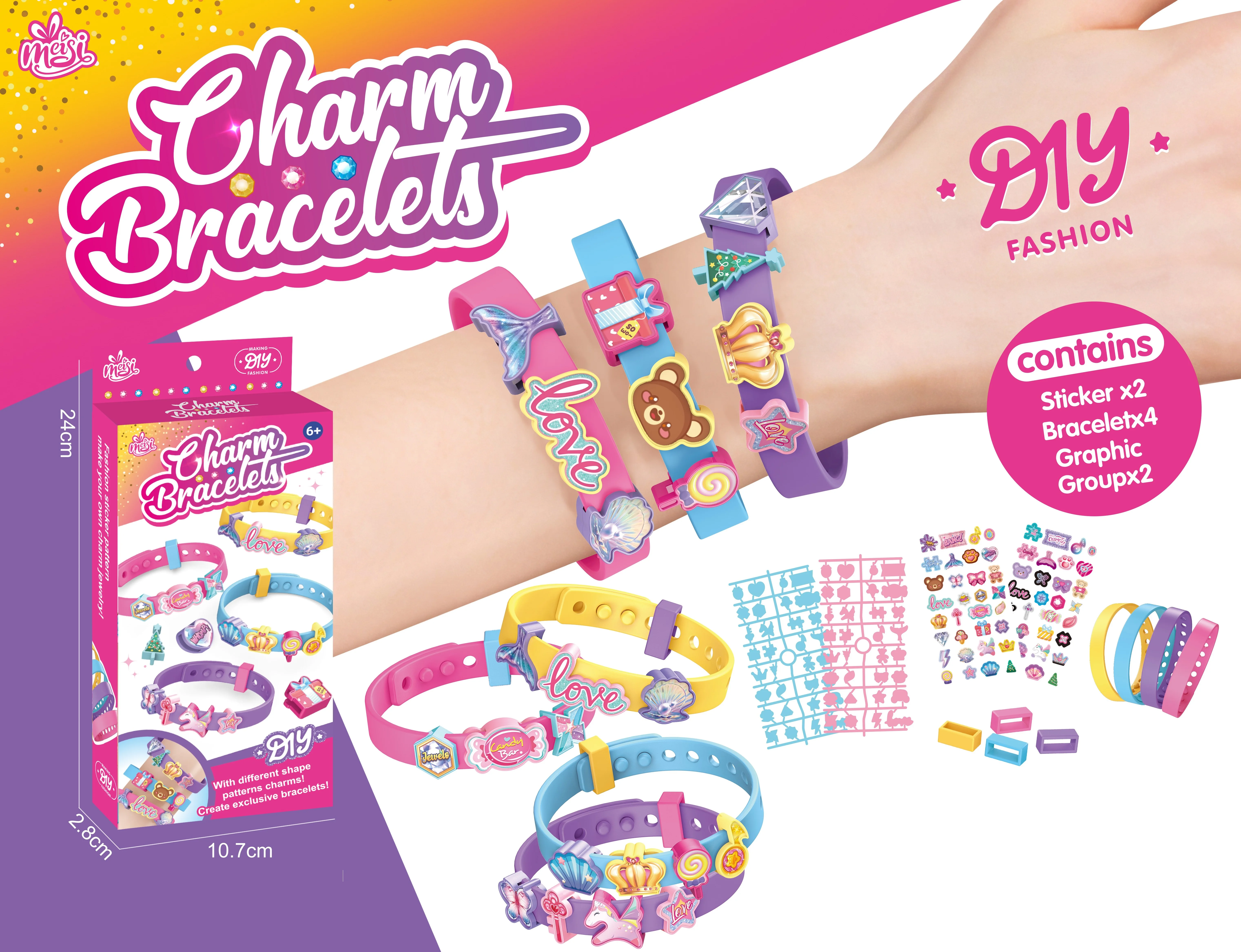 2024 Girls new Fun Tape Stickers Diamond Painting Jewelry Art Bracelet Kids DIY Bead Jewelry Making Kit toys for girls