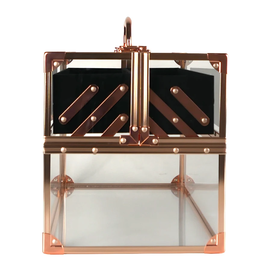 wholesale acrylic clear travel makeup cosmetic organizer storage boxes cases rose gold acrylic makeup case acrylic gift box