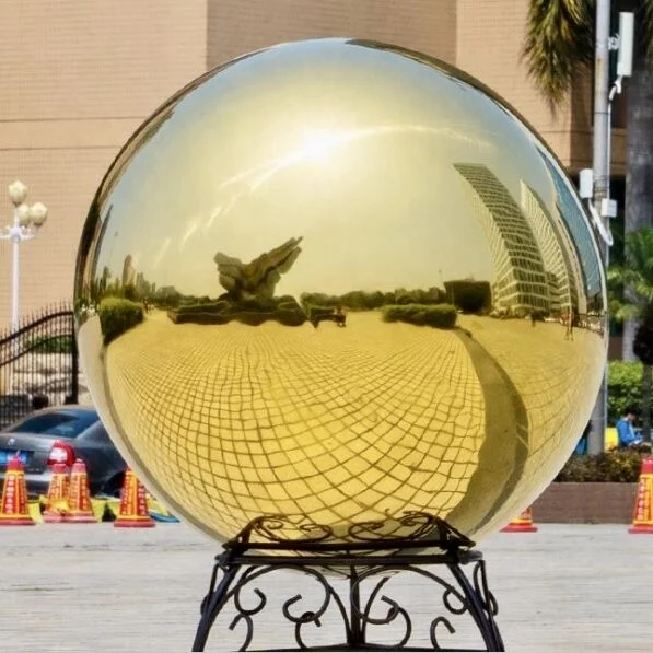 Yellow Stainless Steel Gold Mirror Polished Reflective Balls Electroplated Hollow Decorative Shiny Balls For Garden Christmas