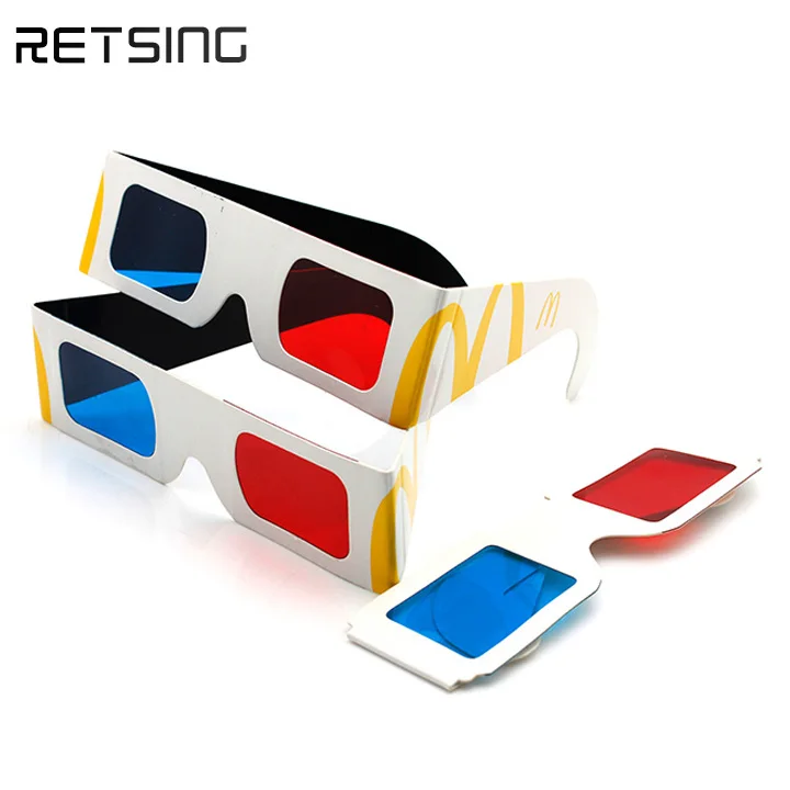 Wholesale Red Blue Custom Logo Eyeglasses Lenses 3D Video Glasses