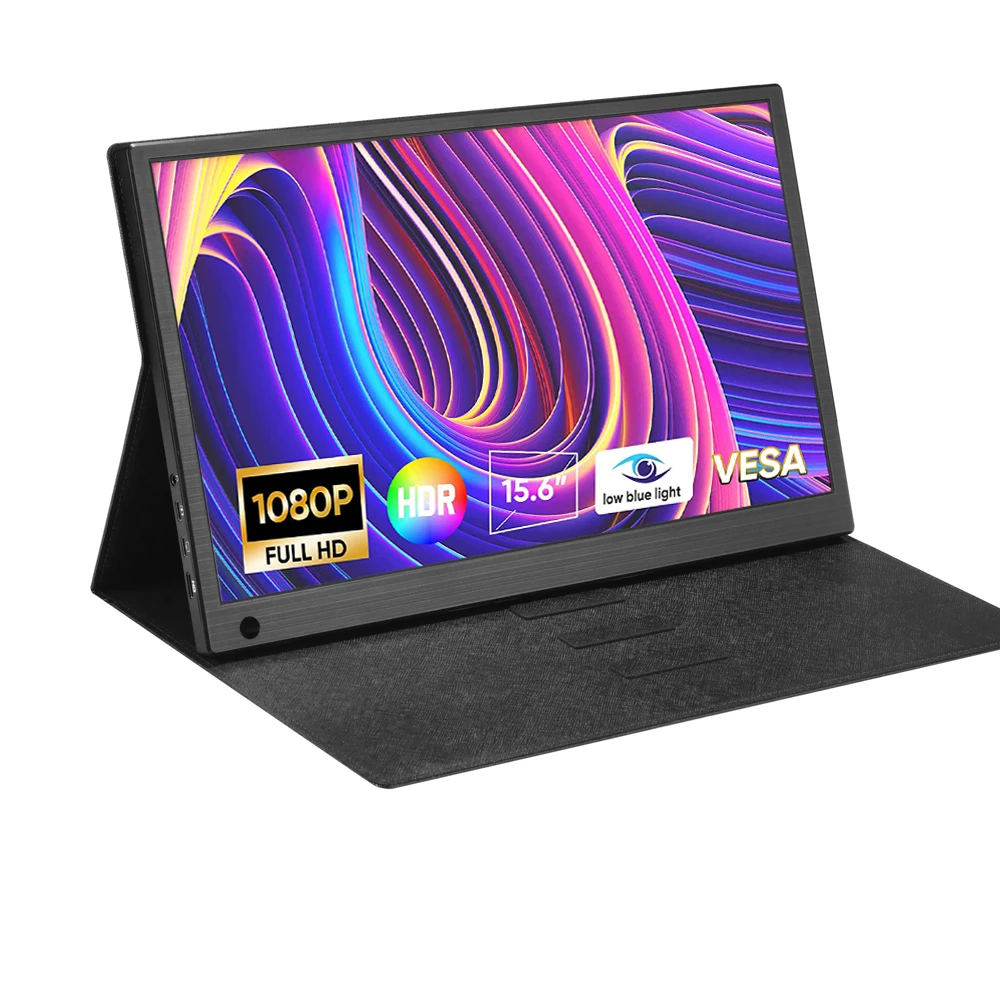 FHD 1080P USB C IPS-дисплей, портативный монитор 15,6 дюйма со смарт-крышкой для ноутбука, телефона, ПК, Xbox, внешний экран