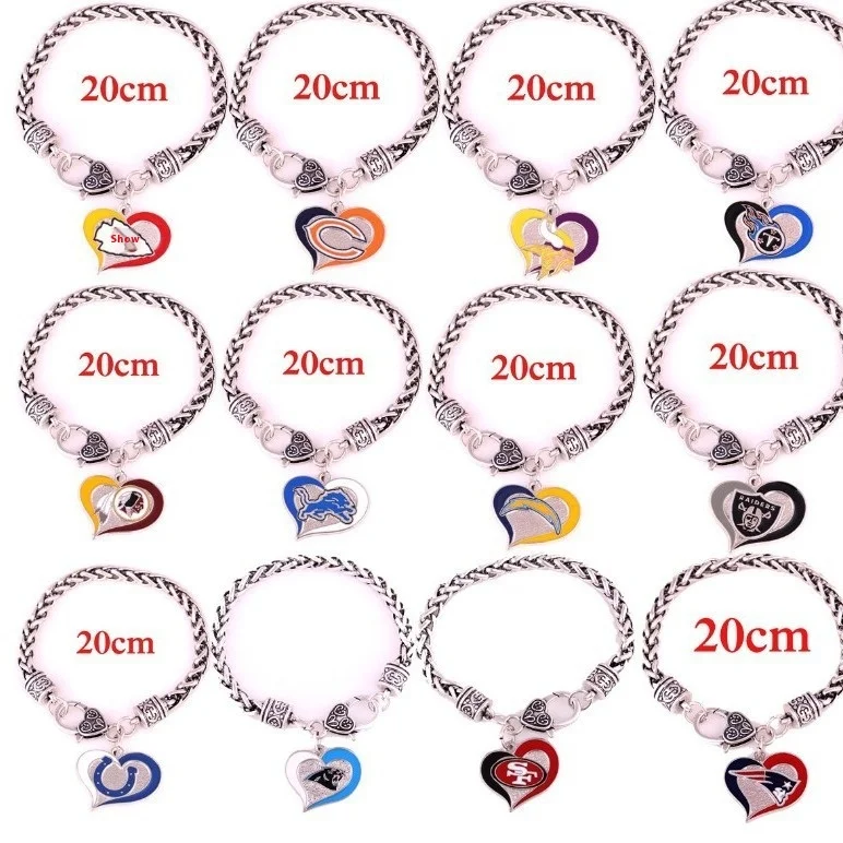 NFL Sports Team Cowboards 49 Person Charm Bracelets Featuring Eagles Crow Signs & Oil Drop Heart Design