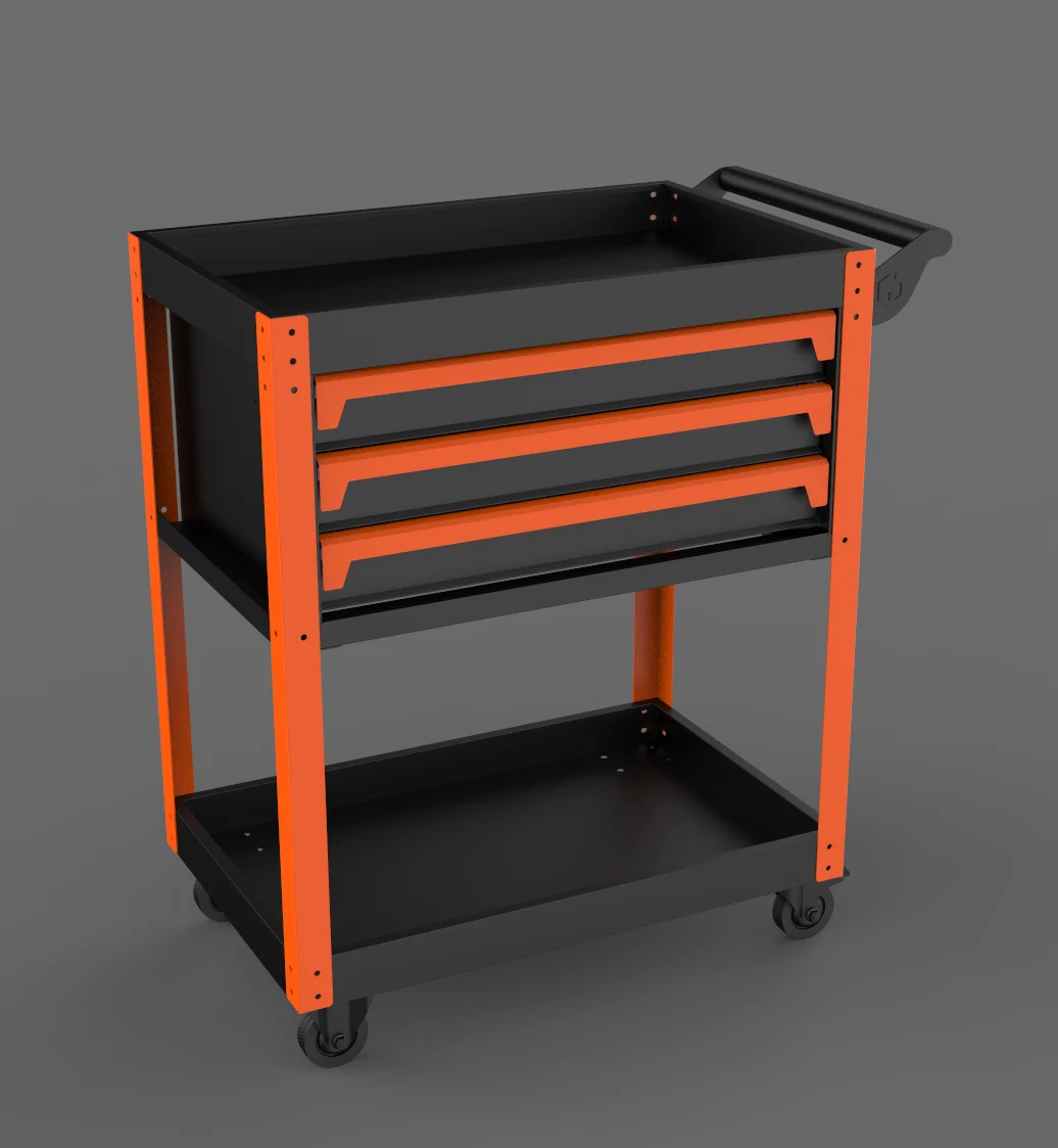 New Arrival Handle 3 Drawers tool chest SPCC Material Paint surface Tools cabinet with 4 inch wheel