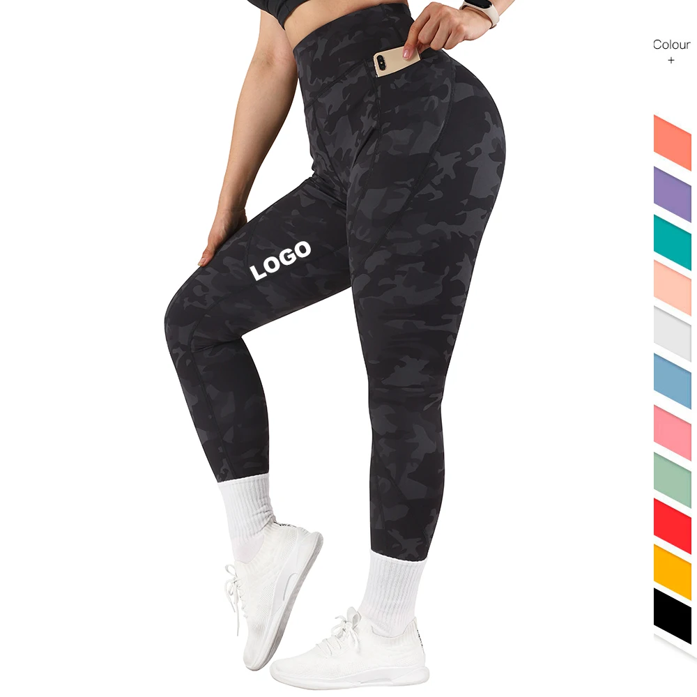 Custom logo Como Patter Nulux Fabric Light Weight Anti Slide Body Split Line Running Women Yoga  Gym Scrunch Butt Leggings