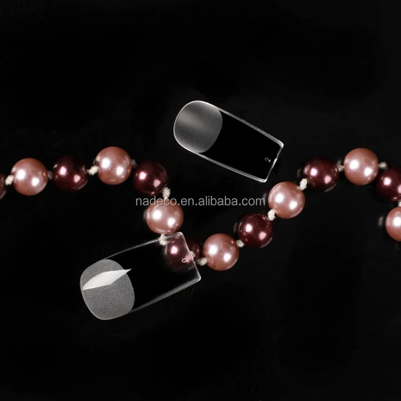 NADECO Wholesale Salon Acrylic Press On Artificial Manicure Medium Square Full Cover False French Gel Nail Extension Tips