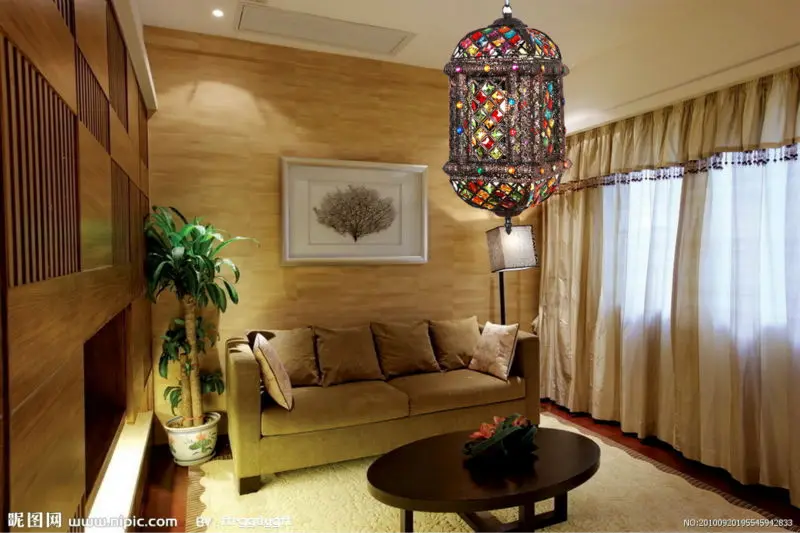 Southeast Asian iron vintage chandelier retro decorative pendant lights for coffee shop turkish moroccan mosaic NS-124010