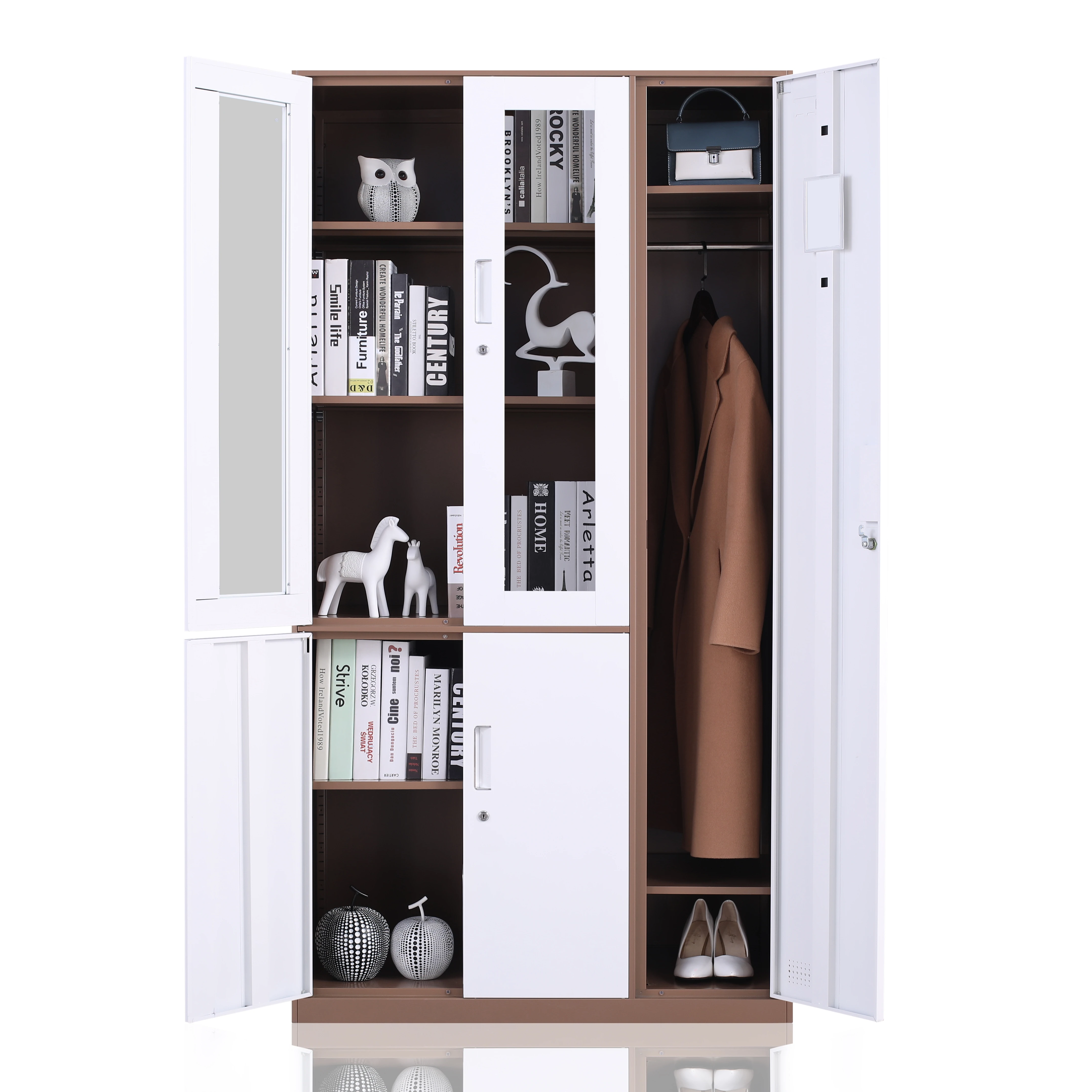 Office Home Vertical 5 Door Full Steel Floor Clothes Wardrobe Cabinet Locker