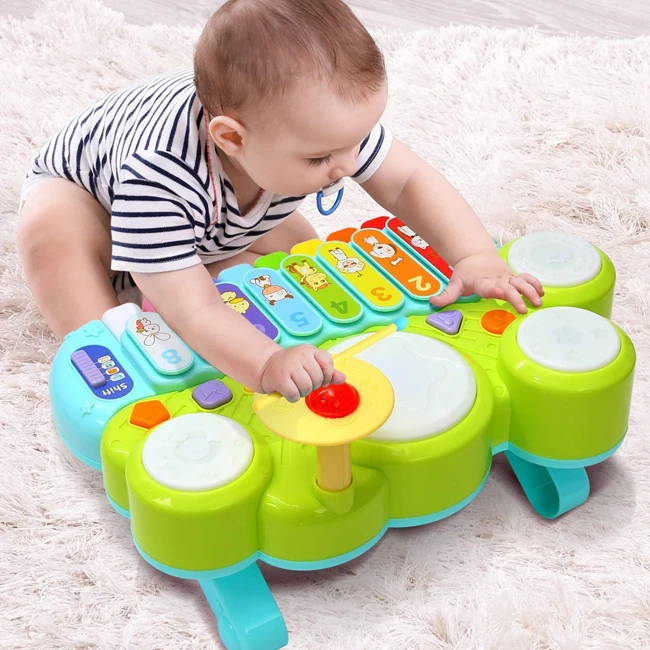 Battery operated xylophone table musical toys kids play piano keyboard multi function baby drum toy for boys and