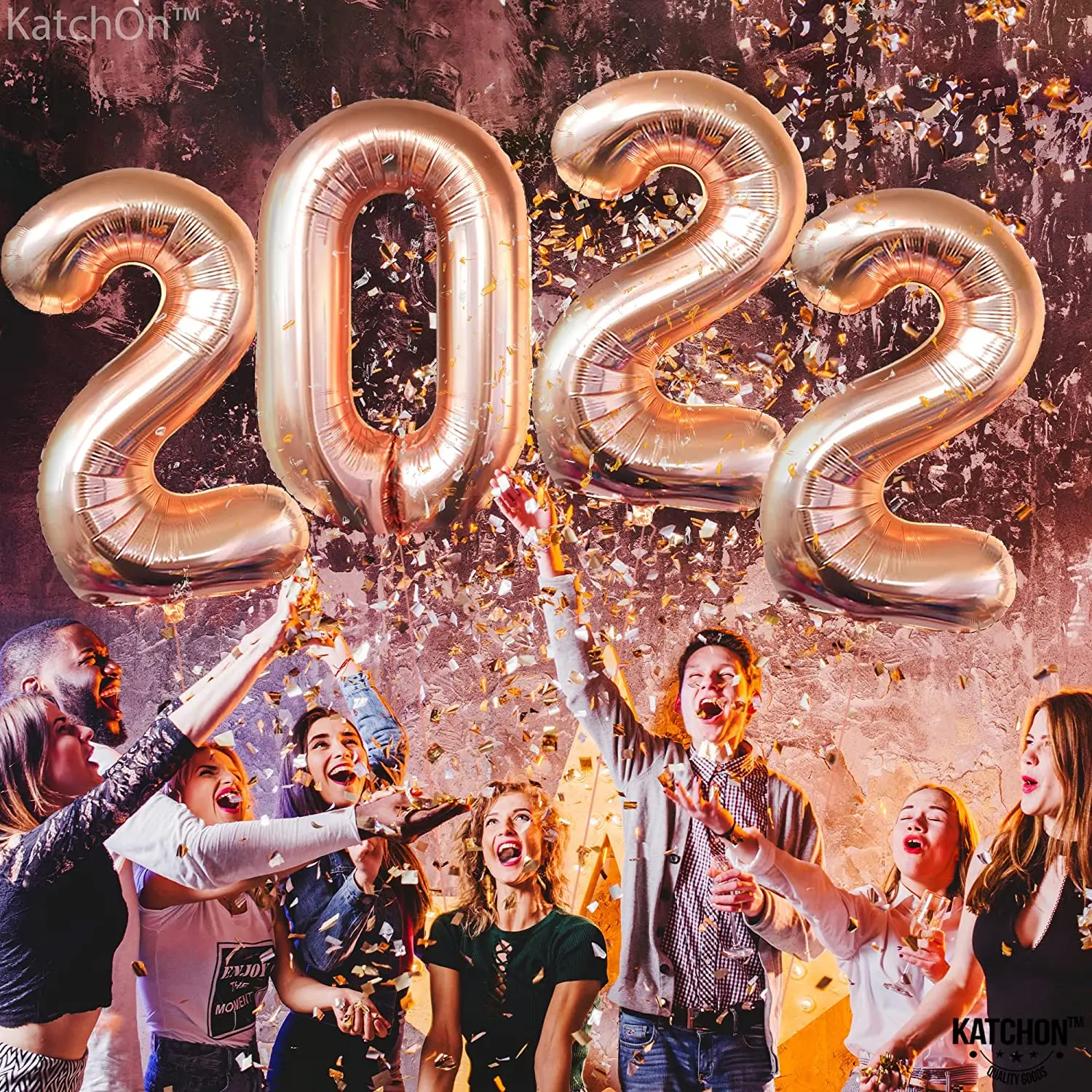 New Year decoration colors 2022 number aluminium foil balloons for party