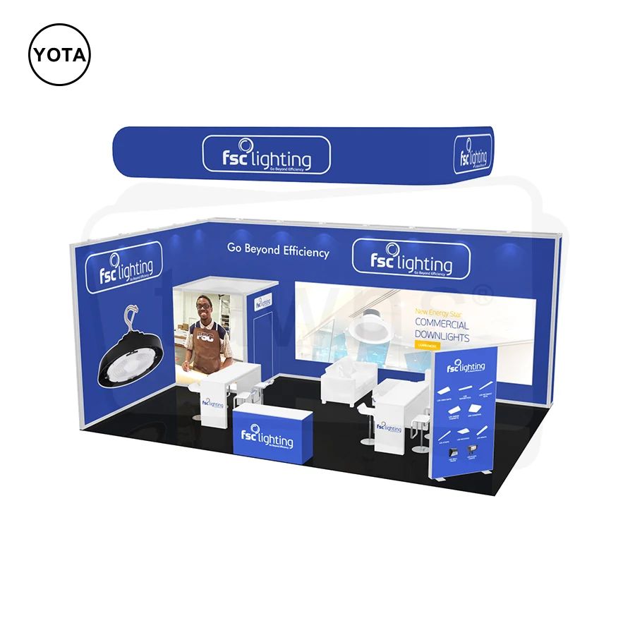 Tawns Popular Reusable Modular Trade Show Booth Custom Logo Printing Design Double Side Sign Floor Standing Lightbox Stand