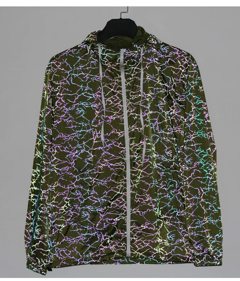 Best Sell Reflective Shiny Jacket Spring Men 100% Polyester Rainbow Color Jacket Neon Colour Casual Jacket