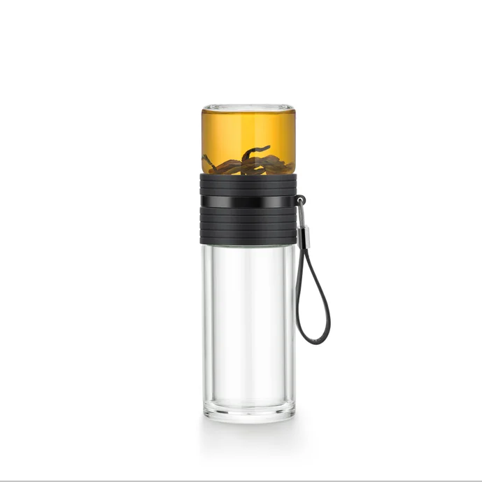 Custom Private Label Tea Infuser Outdoor Travel Portable Anti-Broken Water Bottle Double Wall Glass Water Bottle With Filter