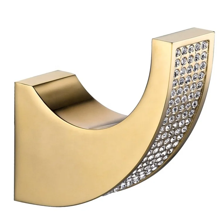 Czech Crystal Bathroom Hardware Set Robe Hook Towel Rail Rack Bar Shelf Toothbrush Holder Bathroom Accessories Gold Robe Hook