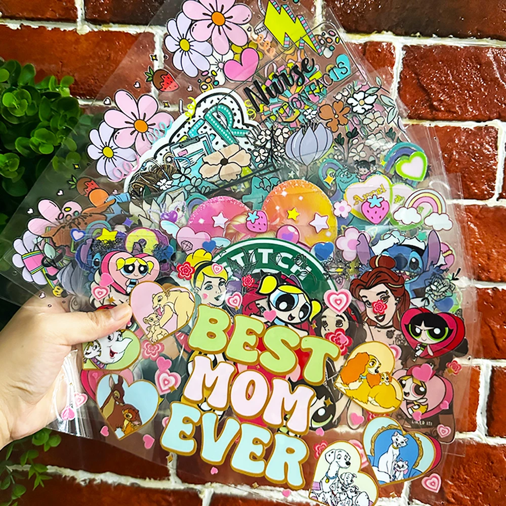 Factory Hot Sale Good Quality Ready To Ship Cartoon Transfer Logo Sticker Vinyl UV DTF Cup Wrap Transfers 16oz For Glass Cups