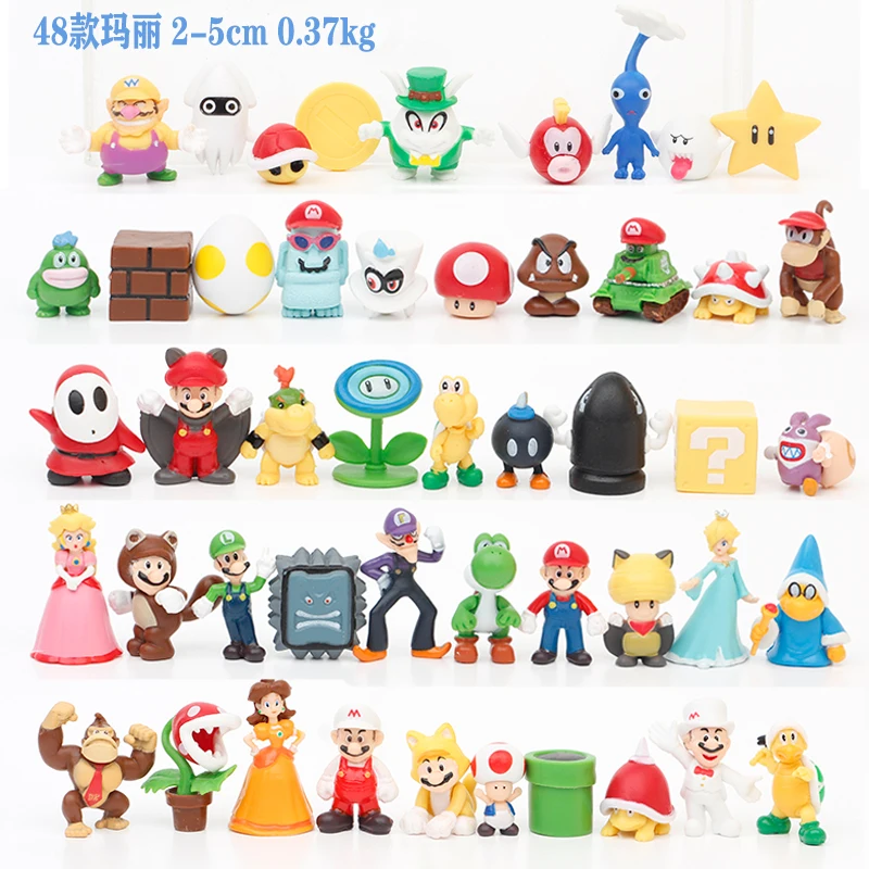 Hot selling pvc 48 pcs/set 3d cartoon figure set super mario Game toys Mario Bross for decoration