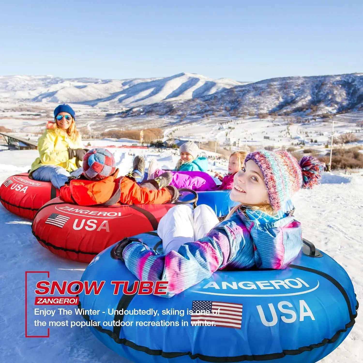 Heavy Duty Snow Tube for Sledding Snow Sled Sledding Tube Inflatable Snow Tube for Towable Rubber   Winter Sports Fun
