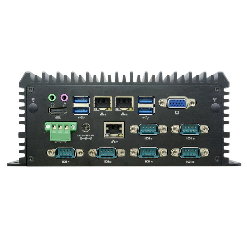 Fanless Mini Embedded Box PC powered by 4th/5th/6th/7th/8th Gen Intel Core i3/i5/i7, Celeron 3865U with 7 x USB, 6 x COM(RS485/