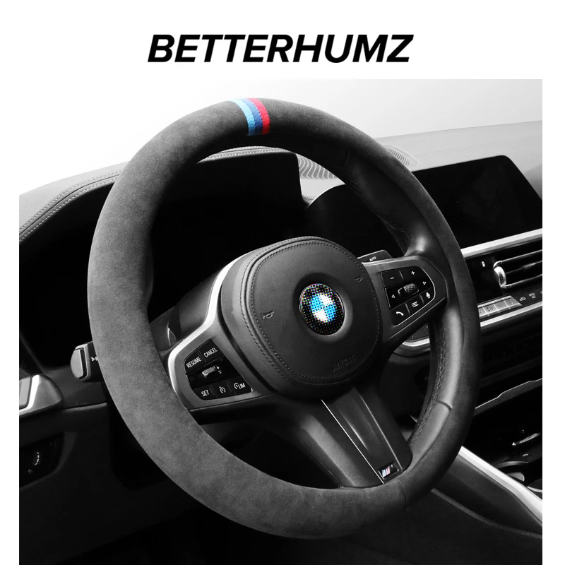 M Performance 15 Inch 38cm Universal Fit Car Steering Wheel Cover Alcantara Auto Accessories