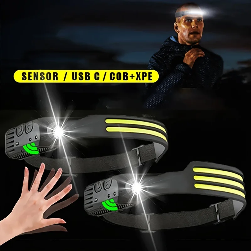 USB Rechargeable COB Headlamp Multifunctional LED Light Source Outdoor Night Running Camping Fishing Strong Light Tail Red Light