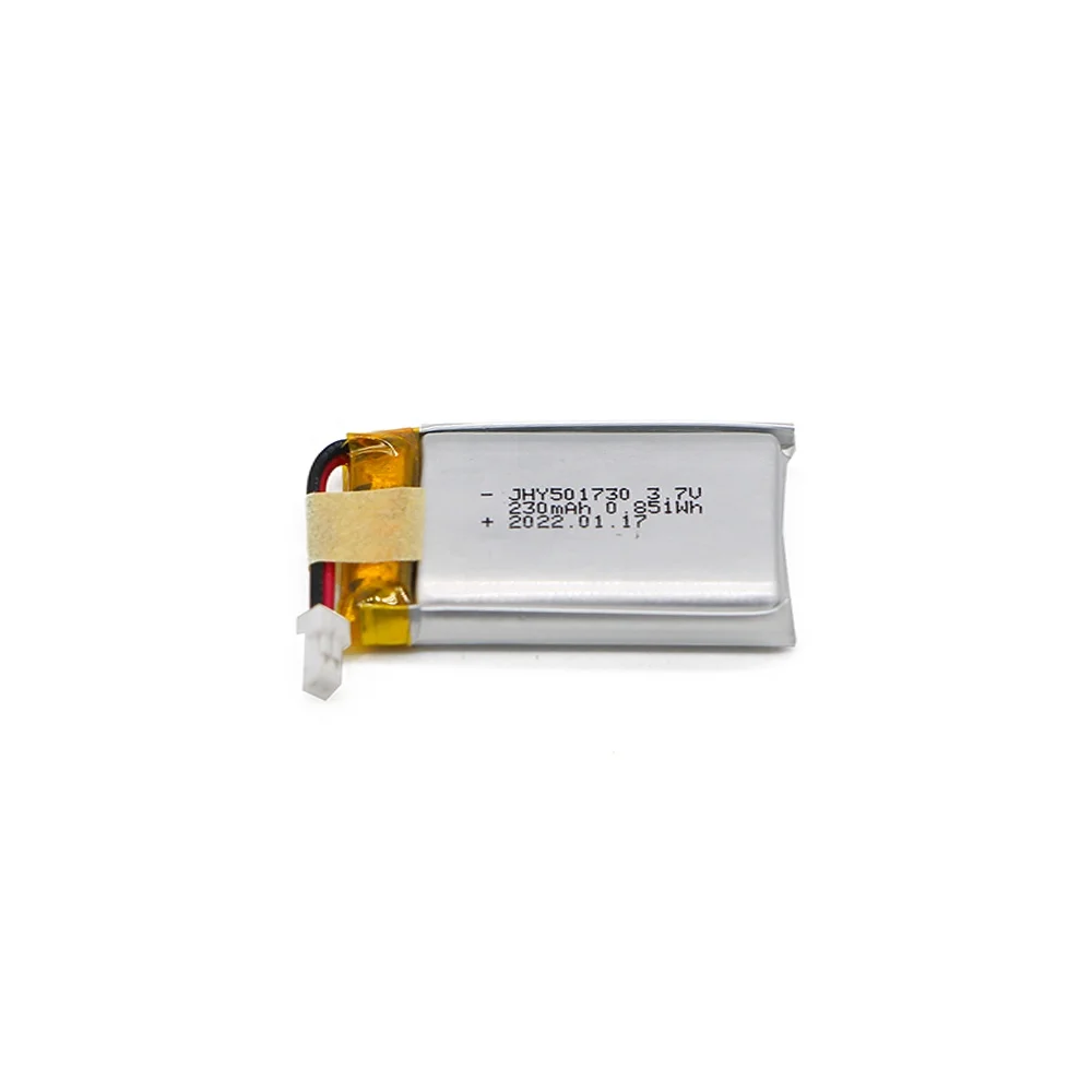 JHY lithium ion 501730 3.7V 230mAh rechargeable lipo polymer battery with pcb
