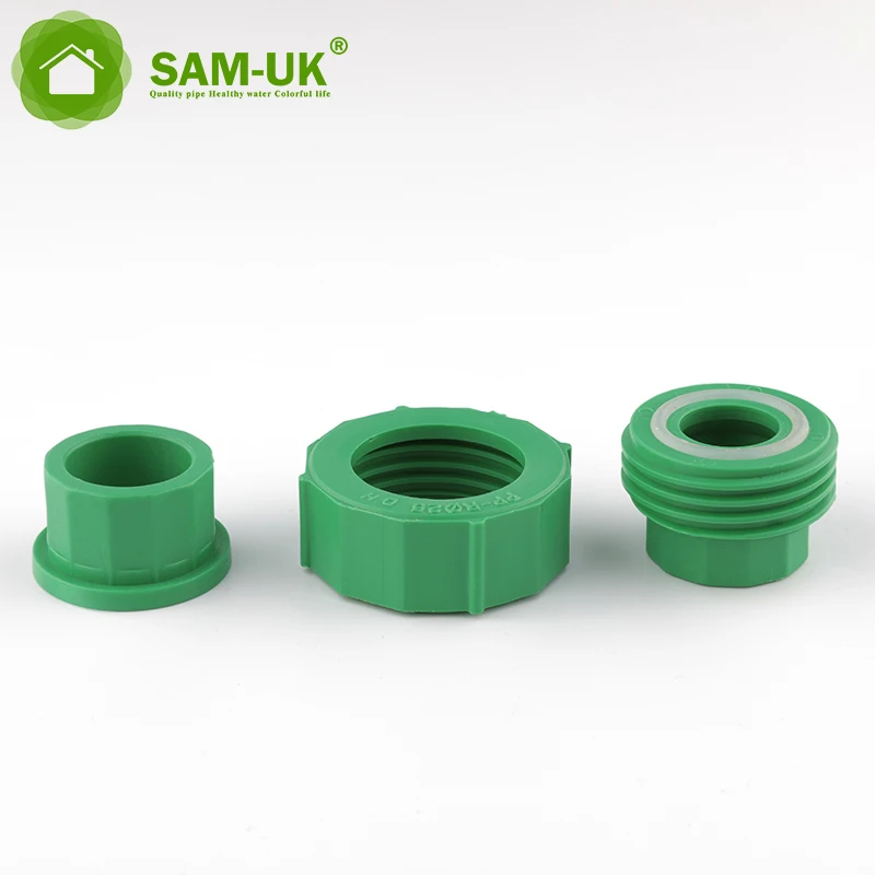 Sam-uk Production of high temperature injection can be customized ppr pipes and fittings green union pipe fitting