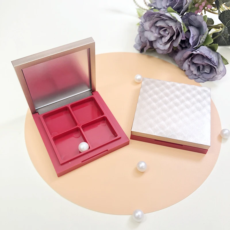 Square eyeshadow with palette 4 colors kids eyeshadow palette red make your own design compact eyeshadow case with mirror