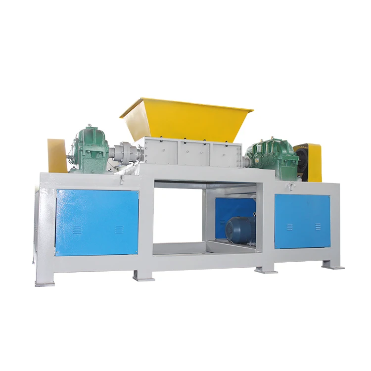 Double shaft rubber tire waste plastic PVC PET bottles metal scrap shredder machine recycling price