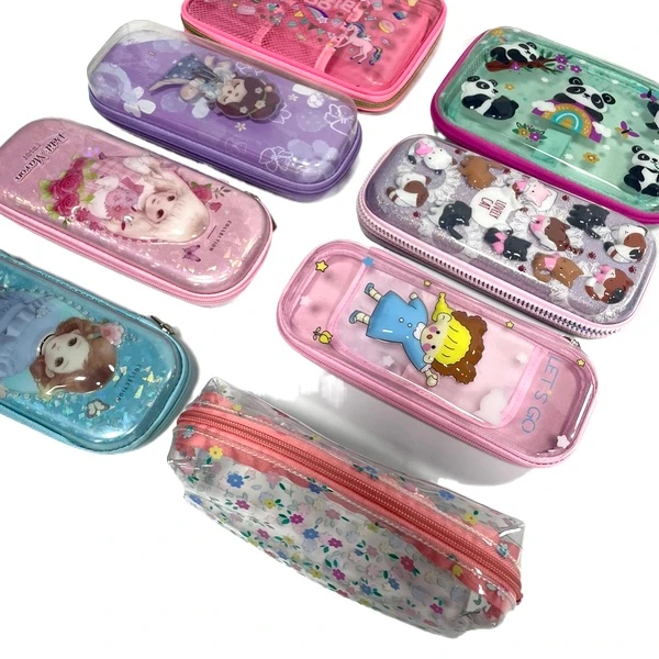 Children 3d Pen Case Stationery Student Pencil Case Transparent Popular PVC Plastic Opp Bag Hard Case School Plastic Envase