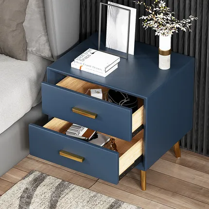 Bedside table light luxury bedroom simple modern leather bedside table high-end small gray blue