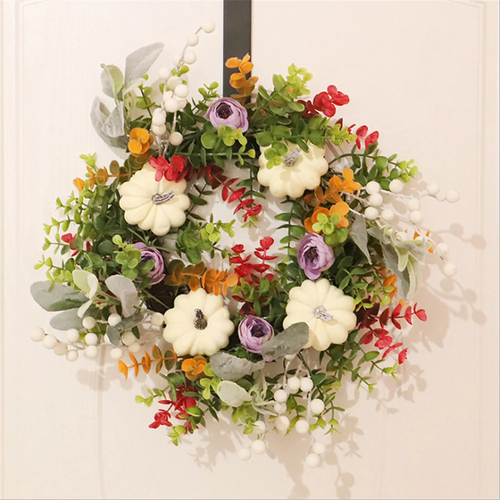 Autumn White Pumpkins Wreath Pumking Wreath for door